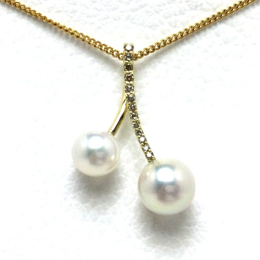 アコヤ真珠ネックレス 真珠9-9.5mm K18 ダイヤモンド0.09ct 【公式通販】