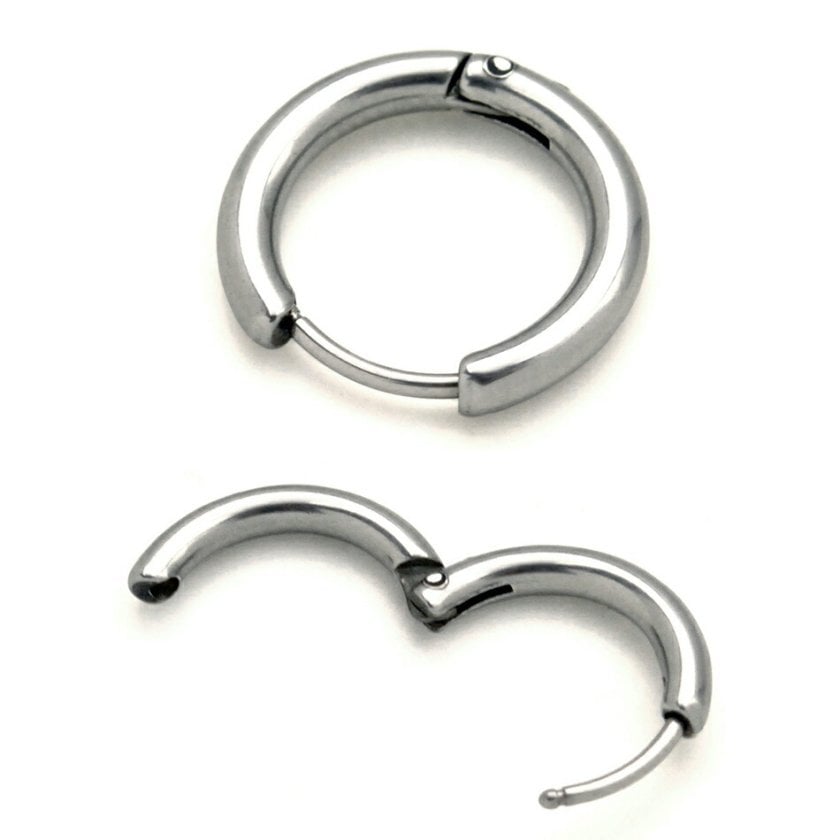 ステンレスシンプルフープピアス（14mm） 両耳セット価格 シンプル