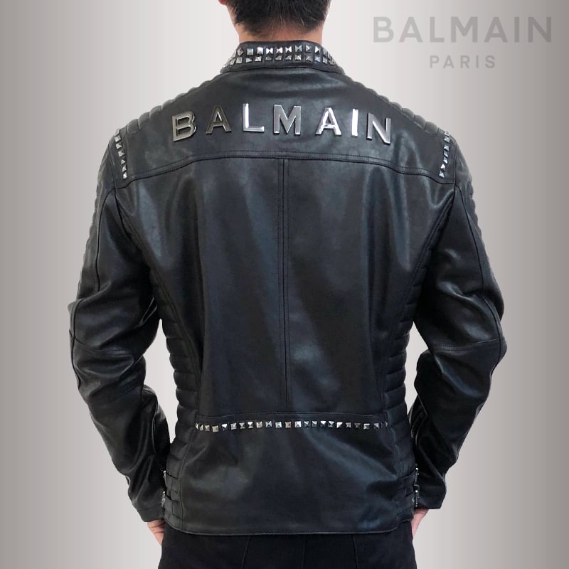 BALMAIN PARIS バルマン ライダース ジャケット メンズ エコレザー