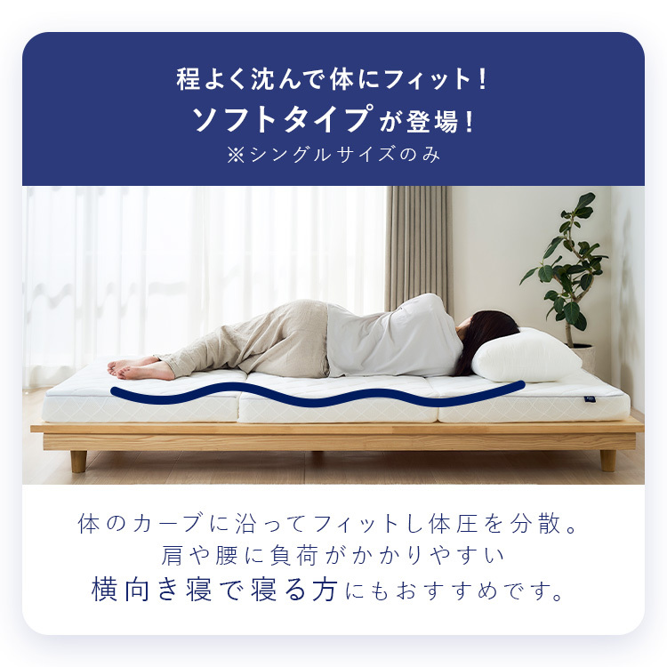 選べる硬さ】 マットレス シングル 三つ折り 折りたたみ 高反発 ソフト 