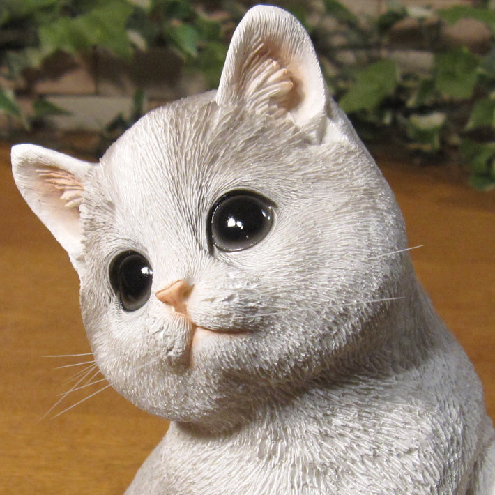 猫 置物 リアル マンチカン スタンド ブルー ネコ 動物オブジェ