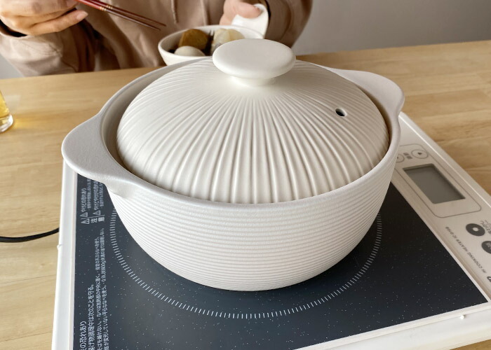 サーマテック IH 調理土鍋 ホワイト 土鍋 ih 2人用 ih対応 両用