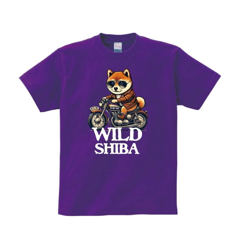 Tシャツ 半袖］ 177 柴犬 しばいぬ バイク オートバイ ニヒル ワイルド