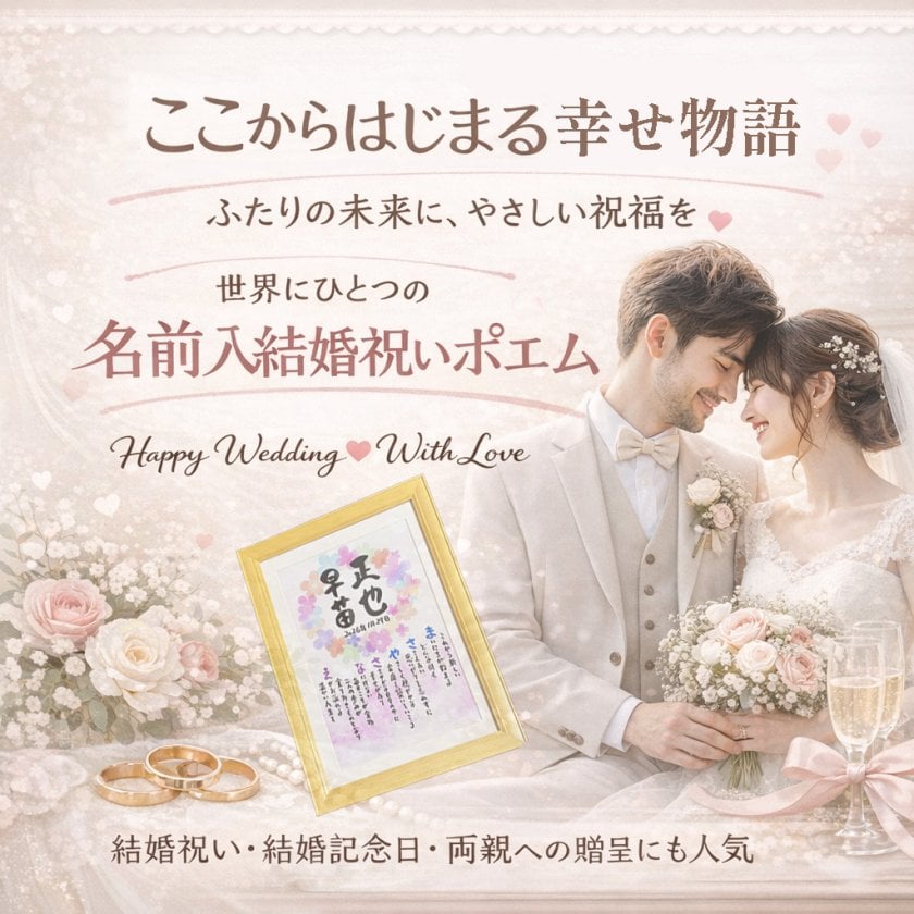 結婚祝い お名前ポエム 紙婚式 結婚記念日 名前 詩 プレゼント 友人