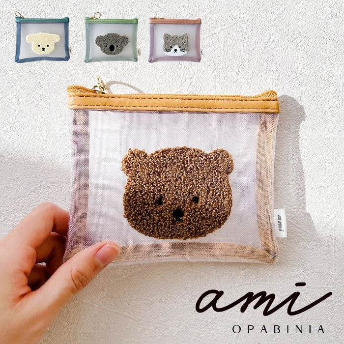 メッシュポーチ 透ける ami アニマルメッシュフラットポーチ かわいい