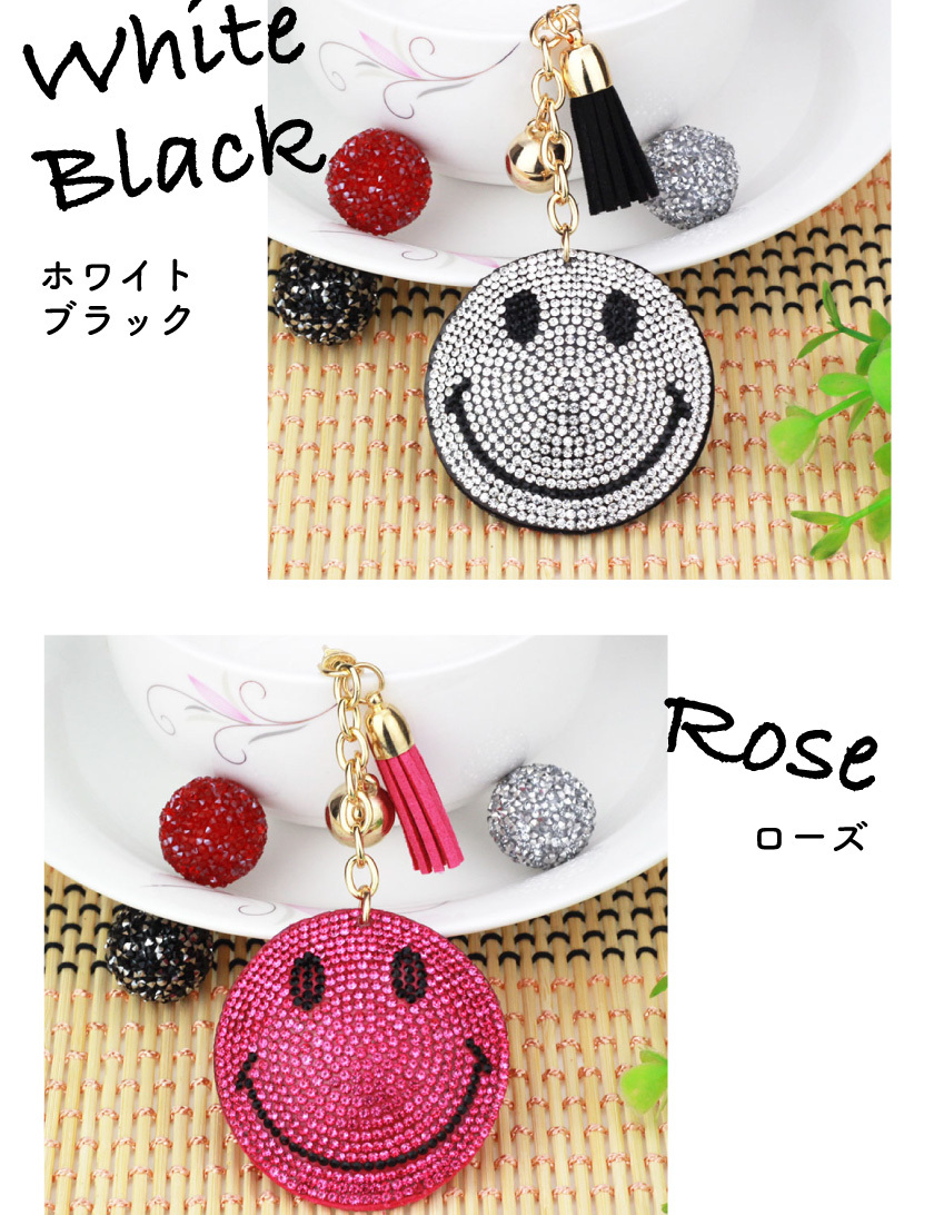 スマイル ニコちゃんチャーム アクリルストーン キラキラ キーホルダー