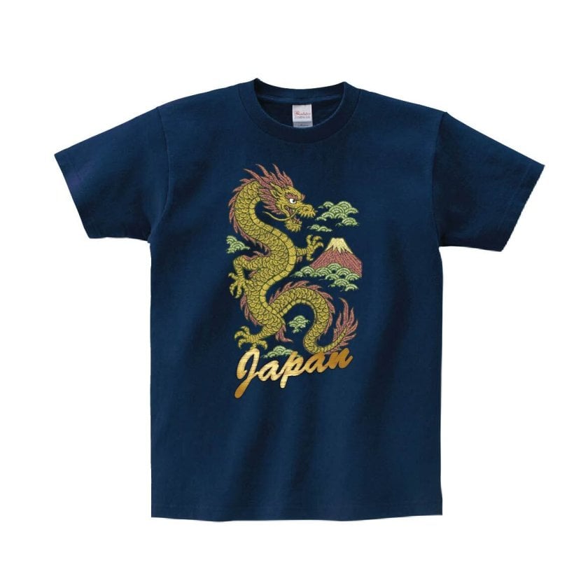 Tシャツ 半袖 】234 スカジャン 龍 和風 横須賀 刺繍風 竹 盆栽 日本