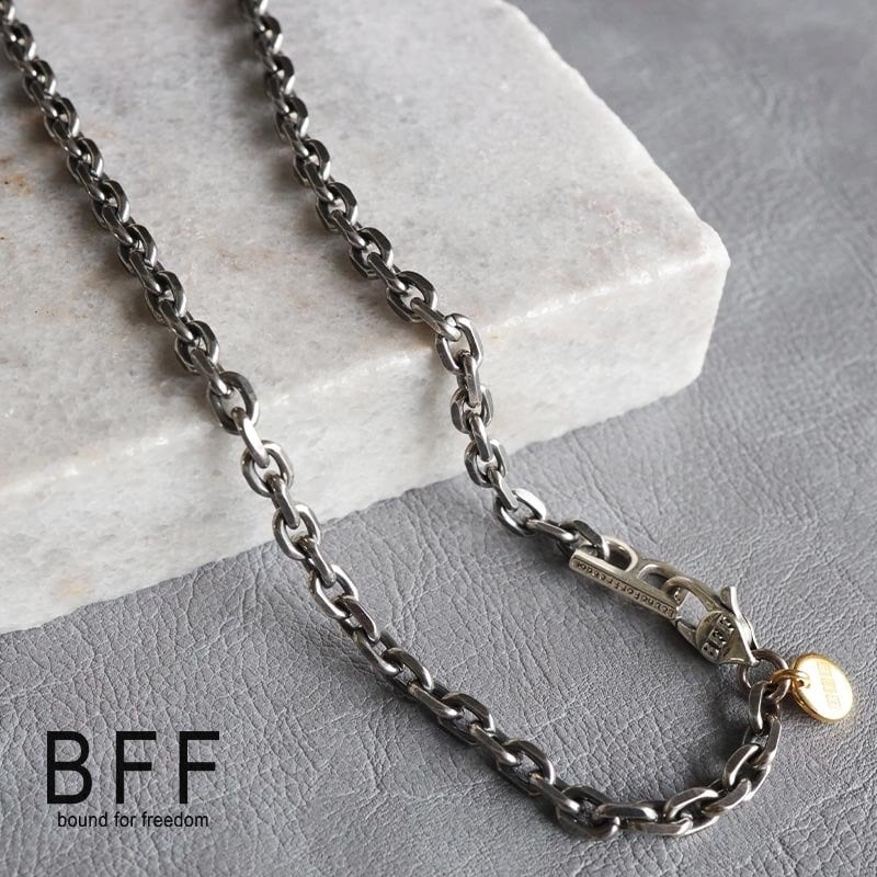 BFF ブランド チェーンネックレス シルバー925 メンズ 燻し ブラック