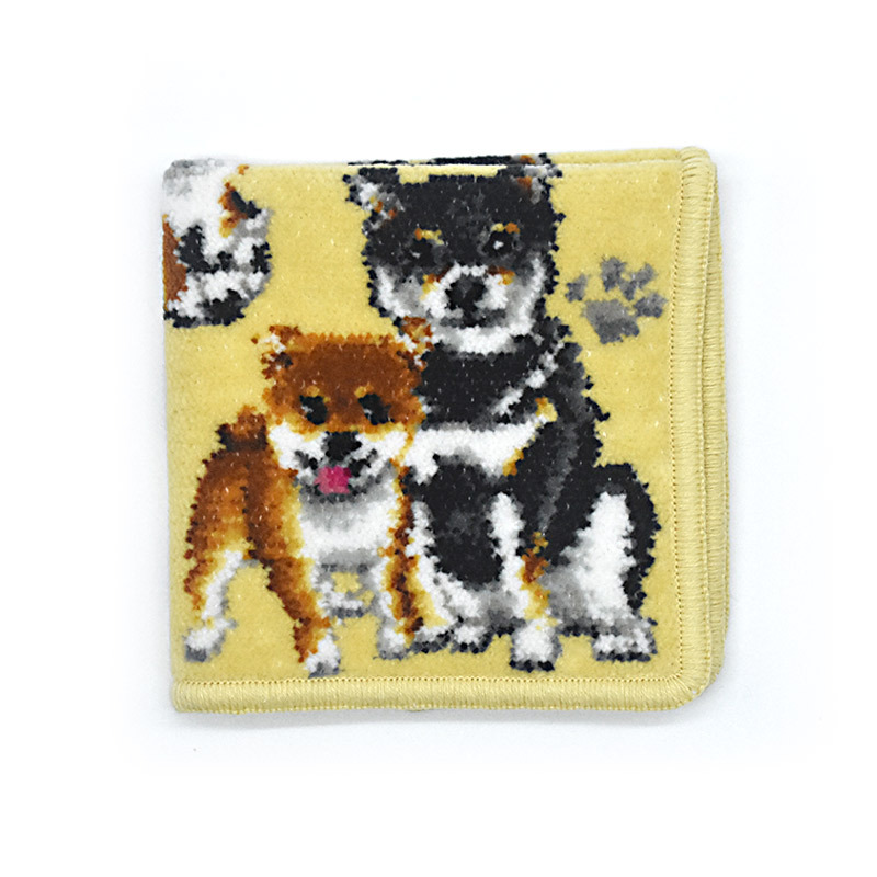日本製 柴犬 豆柴 EjPetit シェニール織 ハンカチ pairs series 23cm