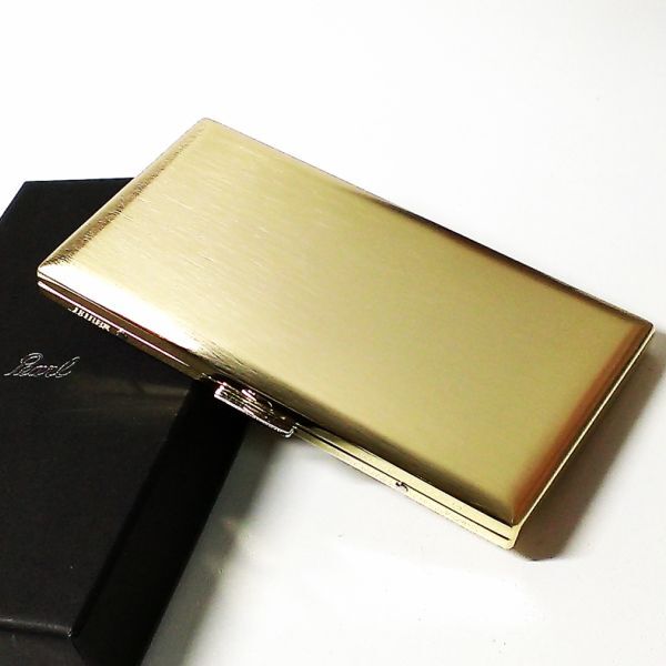 未使用級✨グッチ シマ　シガレットケース タバコケース シマ　レザー　ゴールド シガレットケース 100mm タバコケース リリースリム ゴールドサテン