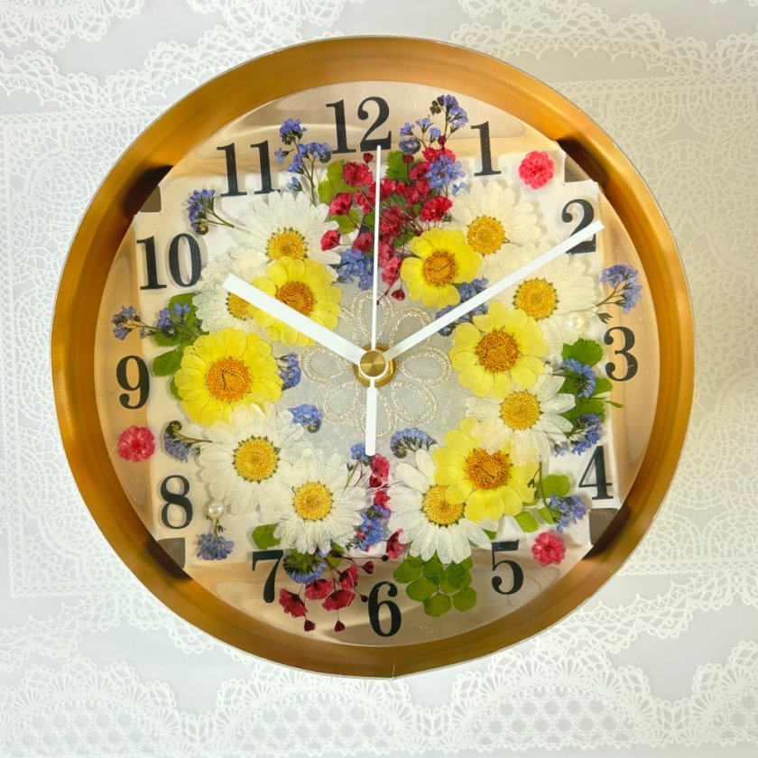 ◇人気のギフト 押し花 花時計 φ18cm【ベル・フルール ラージサイズ