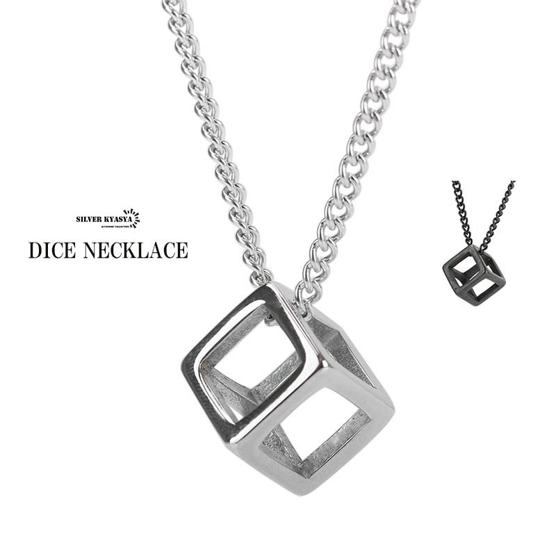 ステンレス ボックスネックレス ルービックキューブ スクエア シルバー