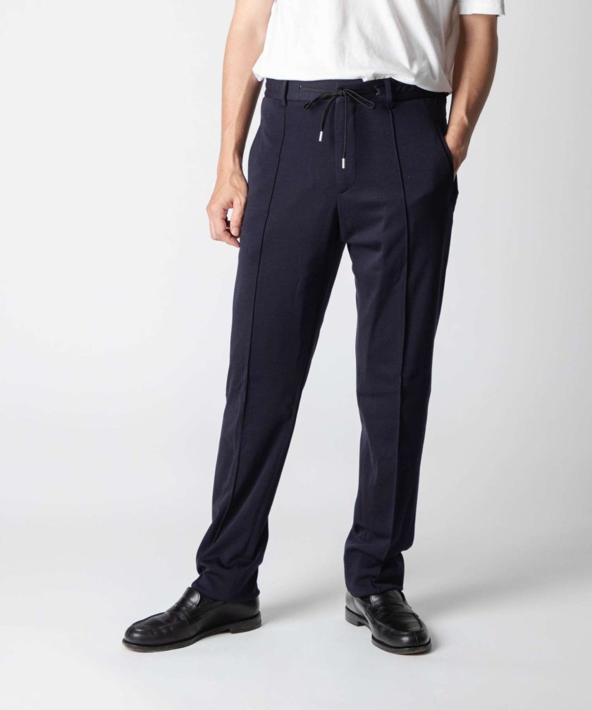 新品【ラルディーニ】ROMA ポリエステルウール イージースラックス 紺 46 ラルディーニ LARDINI ウールジャージースーツ パンツ イージーウエア