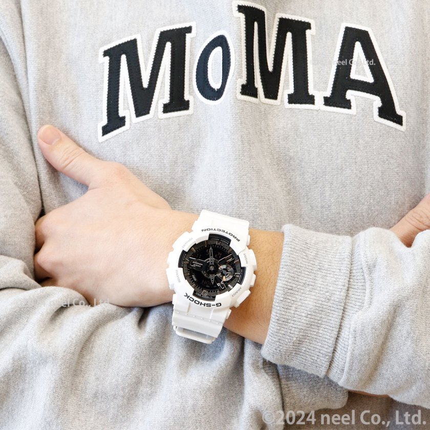 G-SHOCK ホワイト＆ブラック 白 腕時計 メンズ アナデジ GA-110GW-7AJF 
