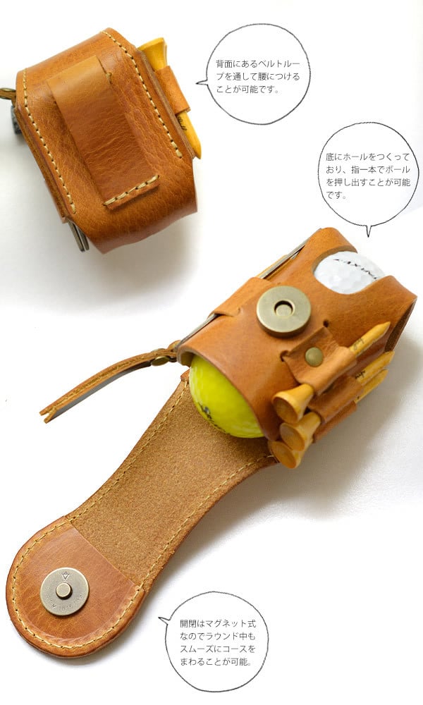 ゴルフボールケース　ボールホルダー　レザークラフト 日本製 ゴルフボールホルダー ゴルフボールケース メンズ イタリアン