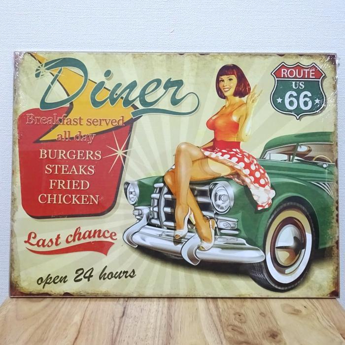 木製看板 ルート66 Diner 66 セクシー ウッドボード サーフィン 