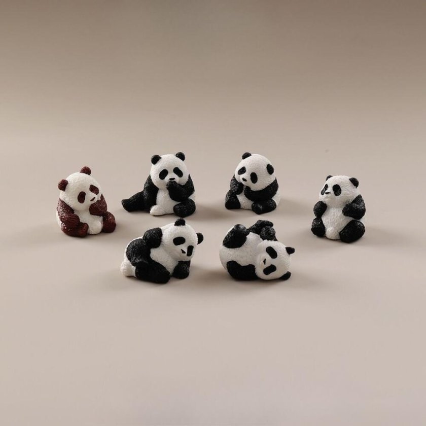 陶器製 動物 ミニチュア置物 まとめ売り 犬 パンダ ペンギン 小物 パンダ ミニチュア 置物 6個セット フィギュア ミニサイズ 動物
