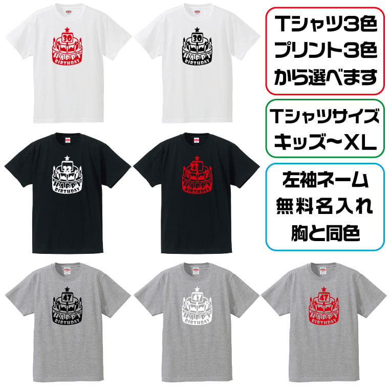 お誕生日Tシャツ バースデーお祝いTシャツ 1～99までお好きな年齢に