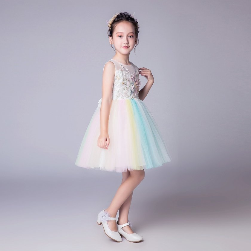ドレス 女の子 フォーマルドレス 虹色ドレス レインボードレス 