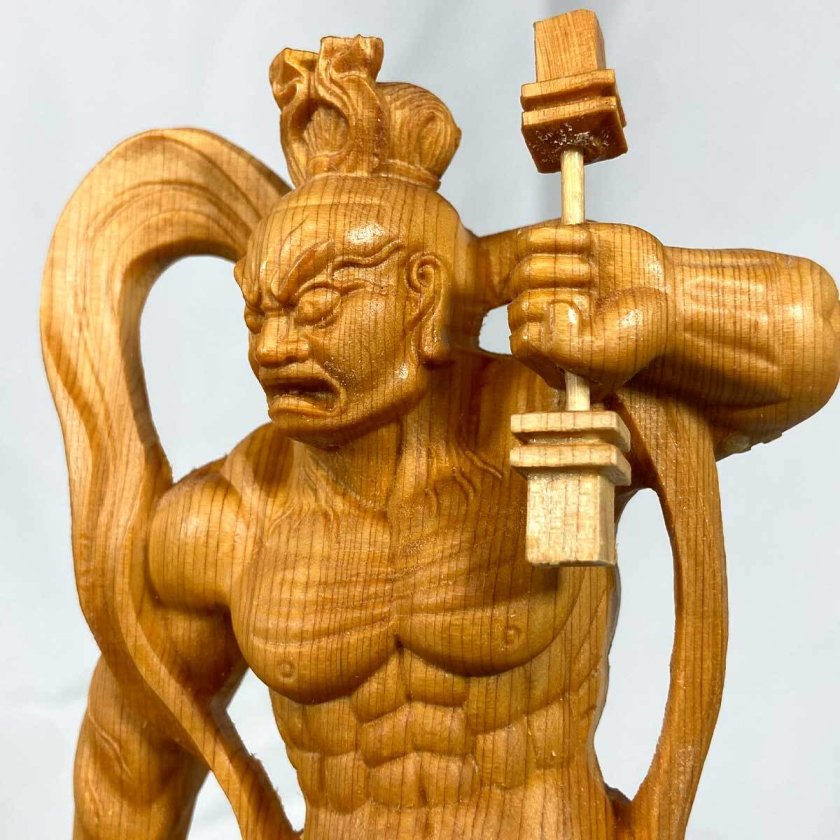 金剛力士像 仁王像 阿形 吽形 一対 仏像 20cm/12cm 天然木 手彫り 崖