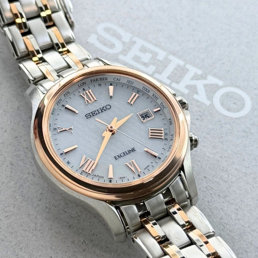 【稼働品】SEIKO 電波ソーラー 腕時計 正規品 SEIKO セイコー エクセリーヌ レディース 電波ソーラー 腕時計