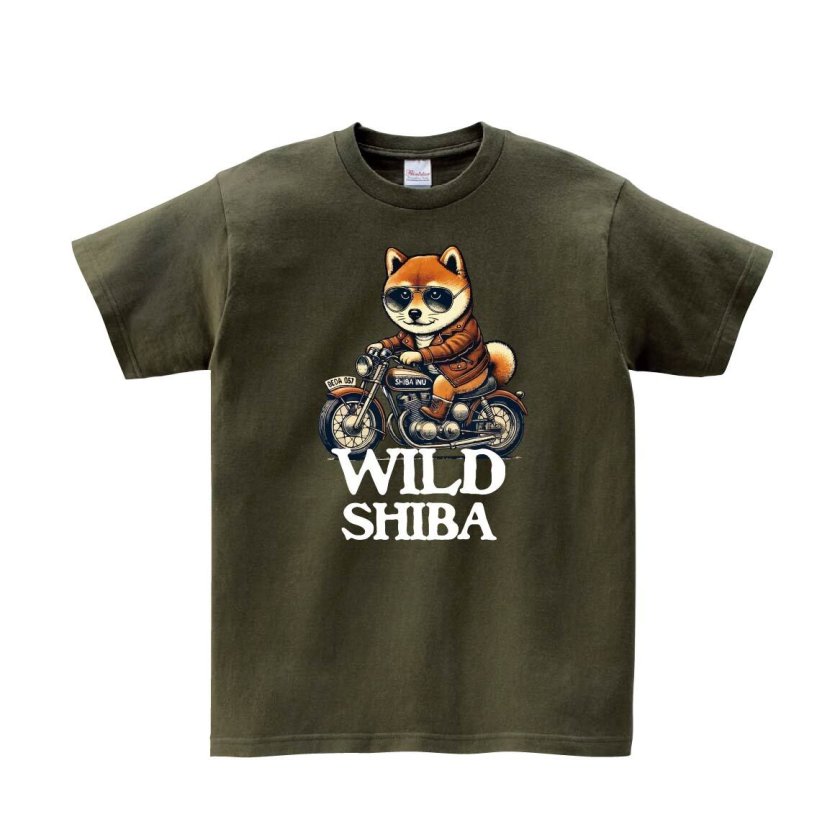 Tシャツ 半袖］ 177 柴犬 しばいぬ バイク オートバイ ニヒル ワイルド